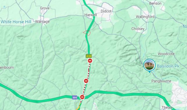 Car Fire Closes A34 As Flames Melt Road On Oxfordshire Border